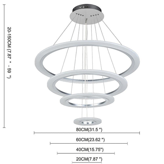 Adjustable 4 Rings LED Modern Chandelier Pendant Lighting
