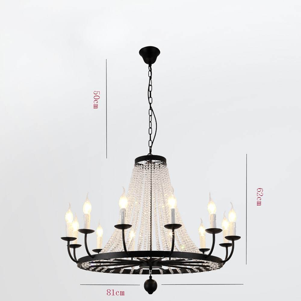 Empire Wagon Wheel Chandelier with Crystal Accents – 8/10/12 Lights