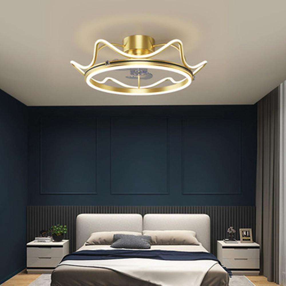 Gold Crown Shaped Bladeless Ceiling Fan with LED Light for Bedrooms