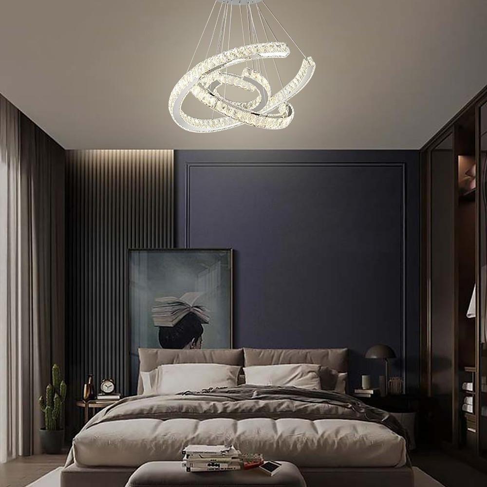 Wave LED Crystal Stainless Steel Chandelier
