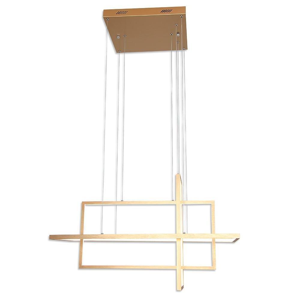 31.5'' Three Part Futuristic Square Rectangular Hybrid Aluminum Chandelier