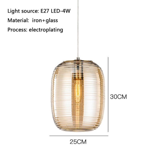 Lantern Shaped Electroplated Glass LED Modern Pendant Light