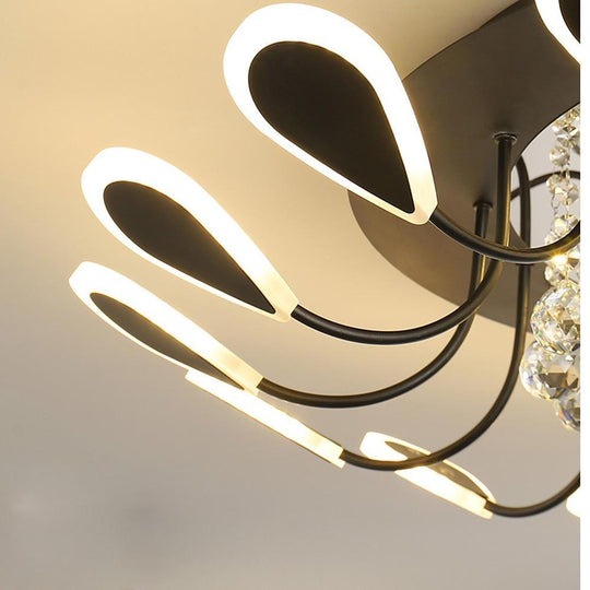Creative Flower Shaped Dimmable LED Crystal Modern Ceiling Light