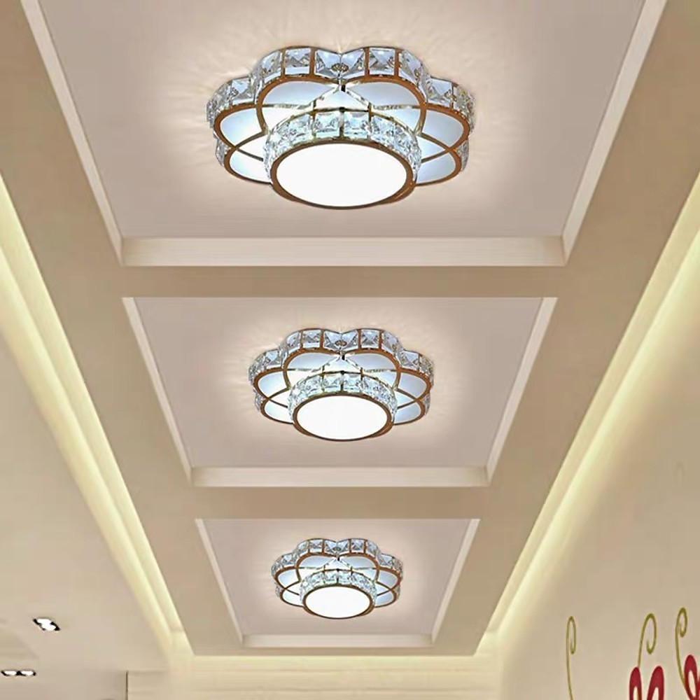 Flower Effect Metal Crystal LED Flush Mount Ceiling Light