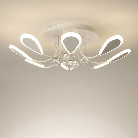 Modern Crystal Flush Mount Ceiling Light 8 Lights