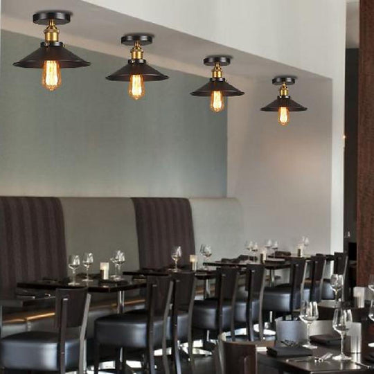 Circular Teardrop Industrial LED Semi-Flush Mount Ceiling Light