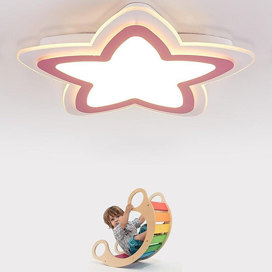 Star Shape Metal Flush Mount White LED Ceiling Light