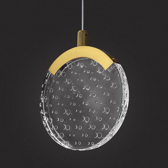 Artistic Circular Acrylic Copper LED Pendant Light