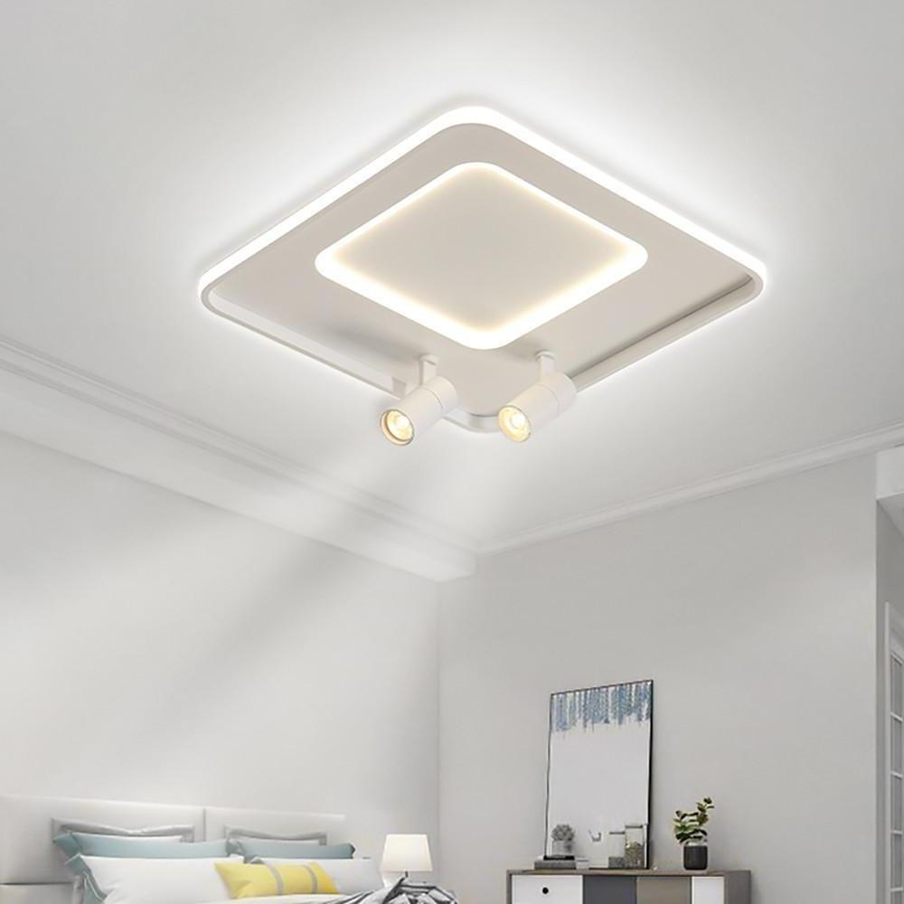 Circle Modern LED Flush Mount Ceiling Light with Dual Spotlights