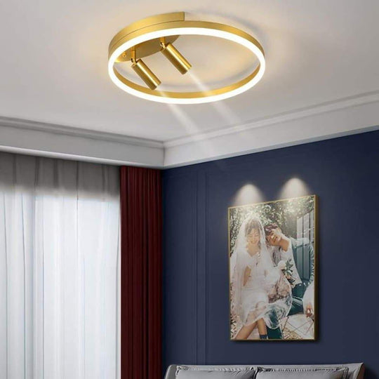 Modern Black LED Flush Mount Ceiling Light with Circle Spotlights