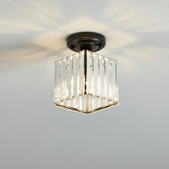 Modern Crystal Metal Industrial LED Semi-Flush Ceiling Light