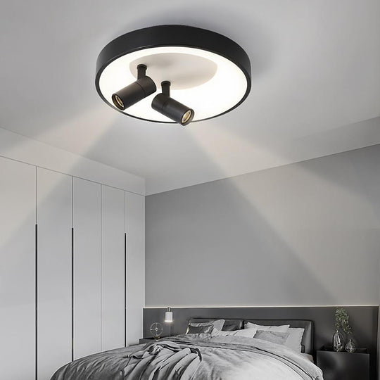 LED Circle White & Black Flush Mount Ceiling Light