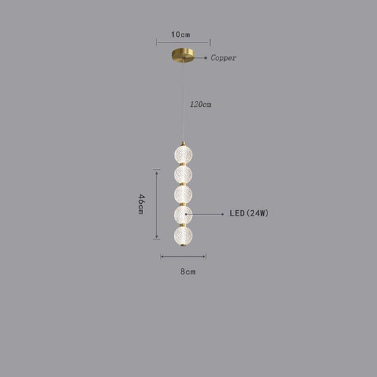 3 Globe Acrylic Copper Pendant Lights Geometrical Ceiling Lights