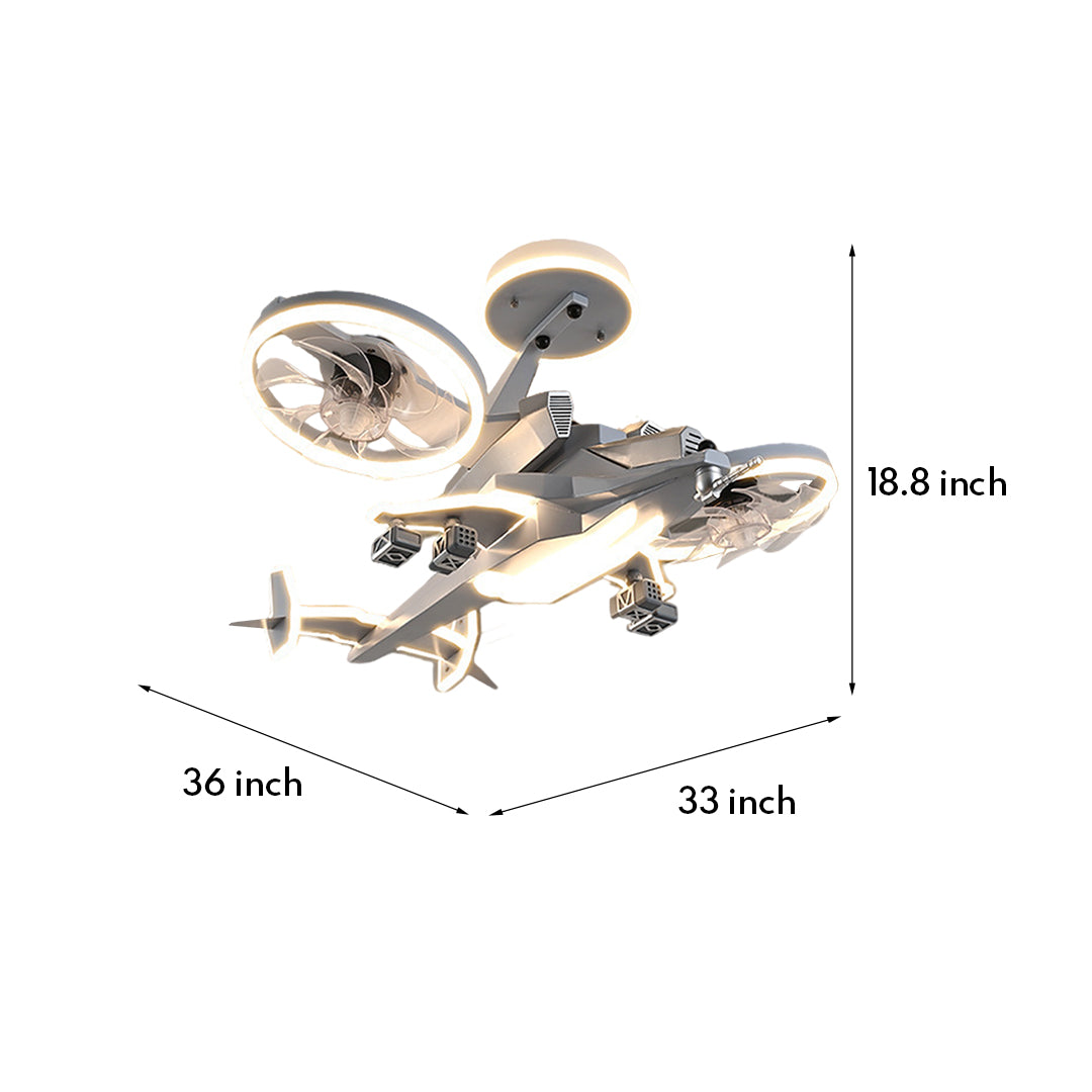 Fighter Jet Kids Ceiling Fan with Light – Full Spectrum LED & Remote Control