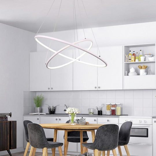 Modern LED 2-Ring Minimalist Geometric Chandelier