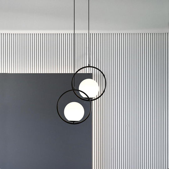 Opal Glass Ball Ring Pendant Light