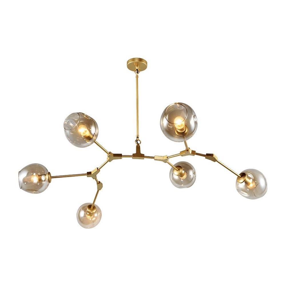 Nordic Contemporary Molecule Chandelier – 6-Light Blown Glass Ceiling Fixture
