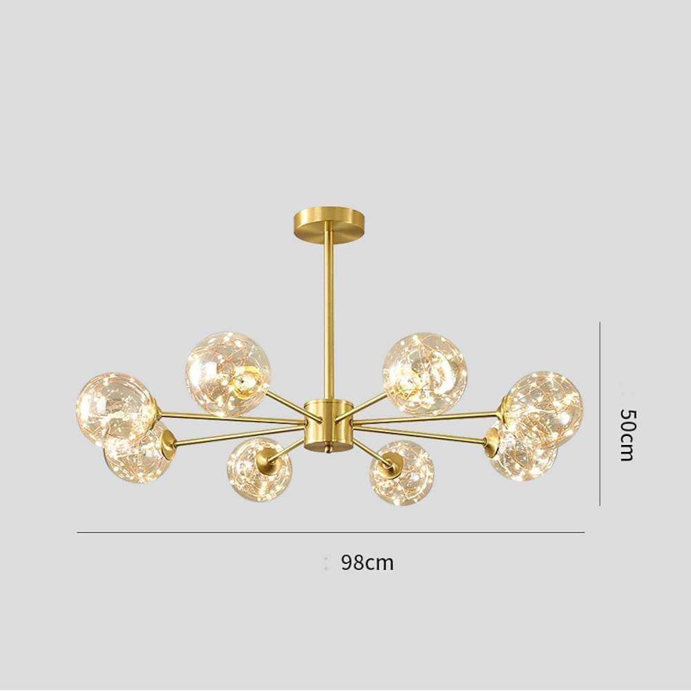 6-Light LED Glass and Gold Chandelier – Kitchen Pendant Lighting