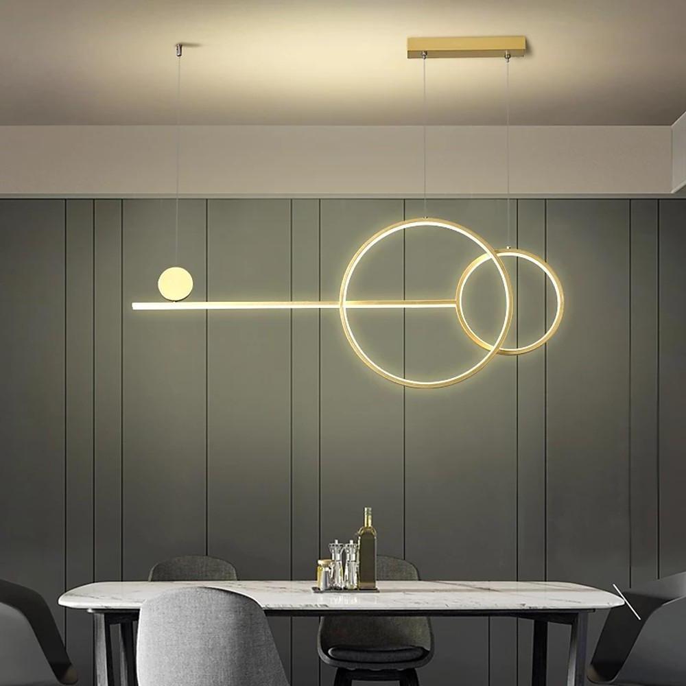 Large Small Circle with Linear Pendant Lighting Modern LED Kitchen Light