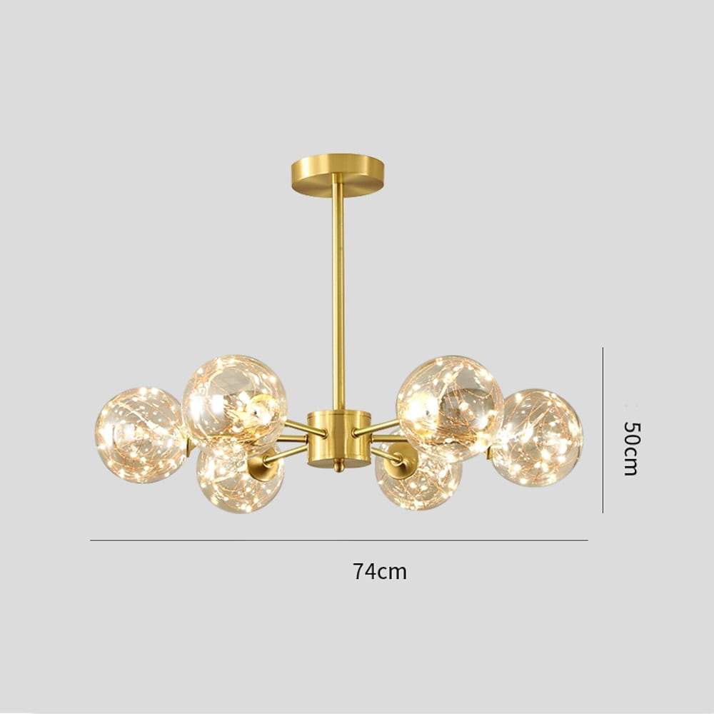 6-Light LED Glass and Gold Chandelier – Kitchen Pendant Lighting