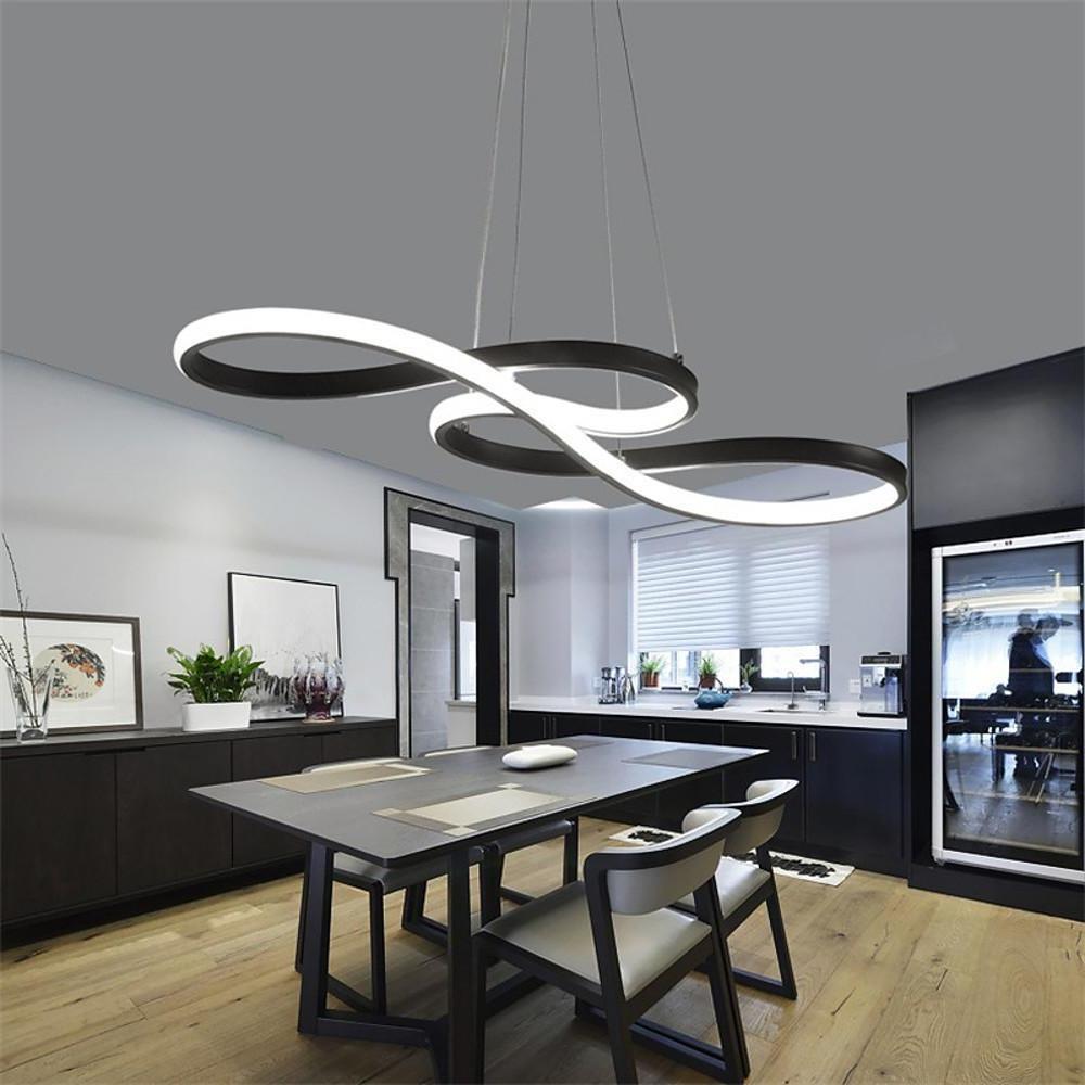 Geometric Wave Semi-Flush Chandelier – Metal & Silica Gel