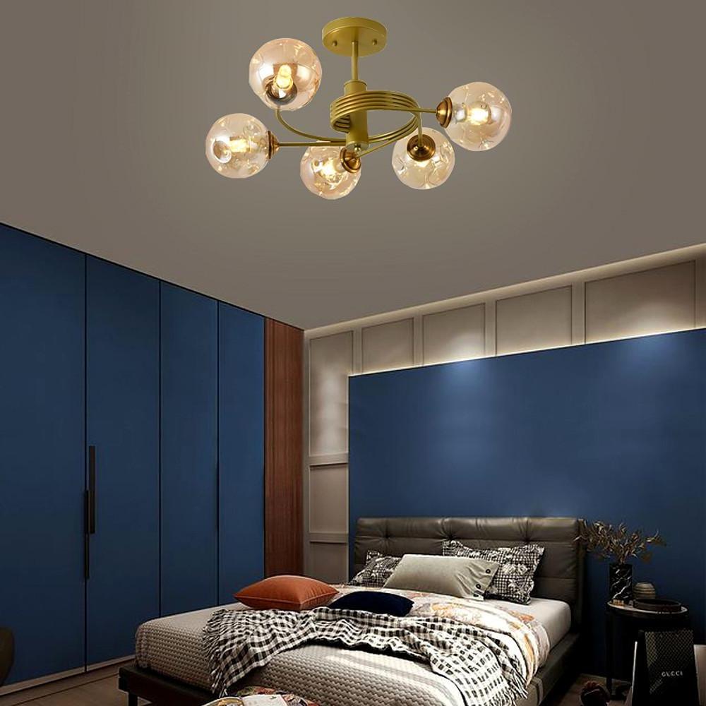 Swirling Nordic Globe Bubble Metal & Glass 5-Light Chandelier
