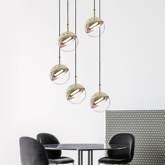 Adjustable Electroplated Metal Crystal Globe LED Pendant Light