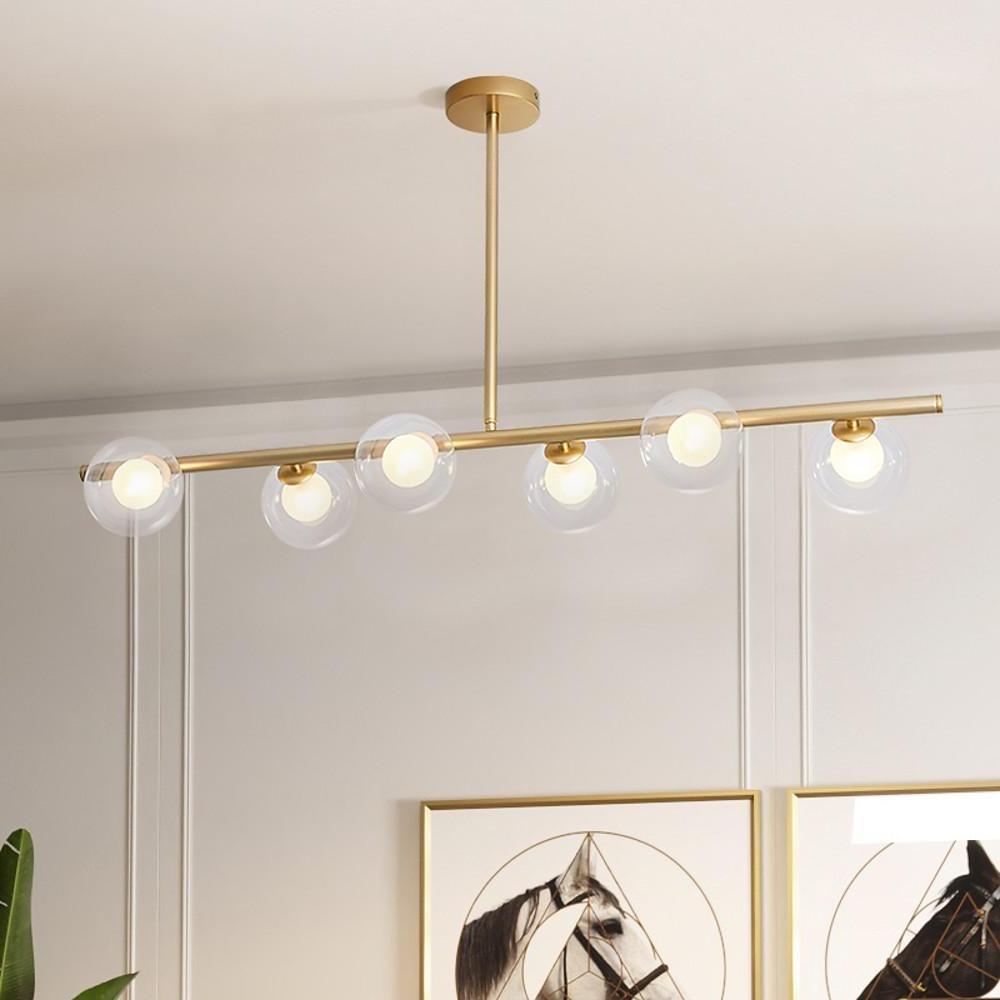 Nordic Island Light Chandelier Metal Glass LED Chandelier 6 Bulbs