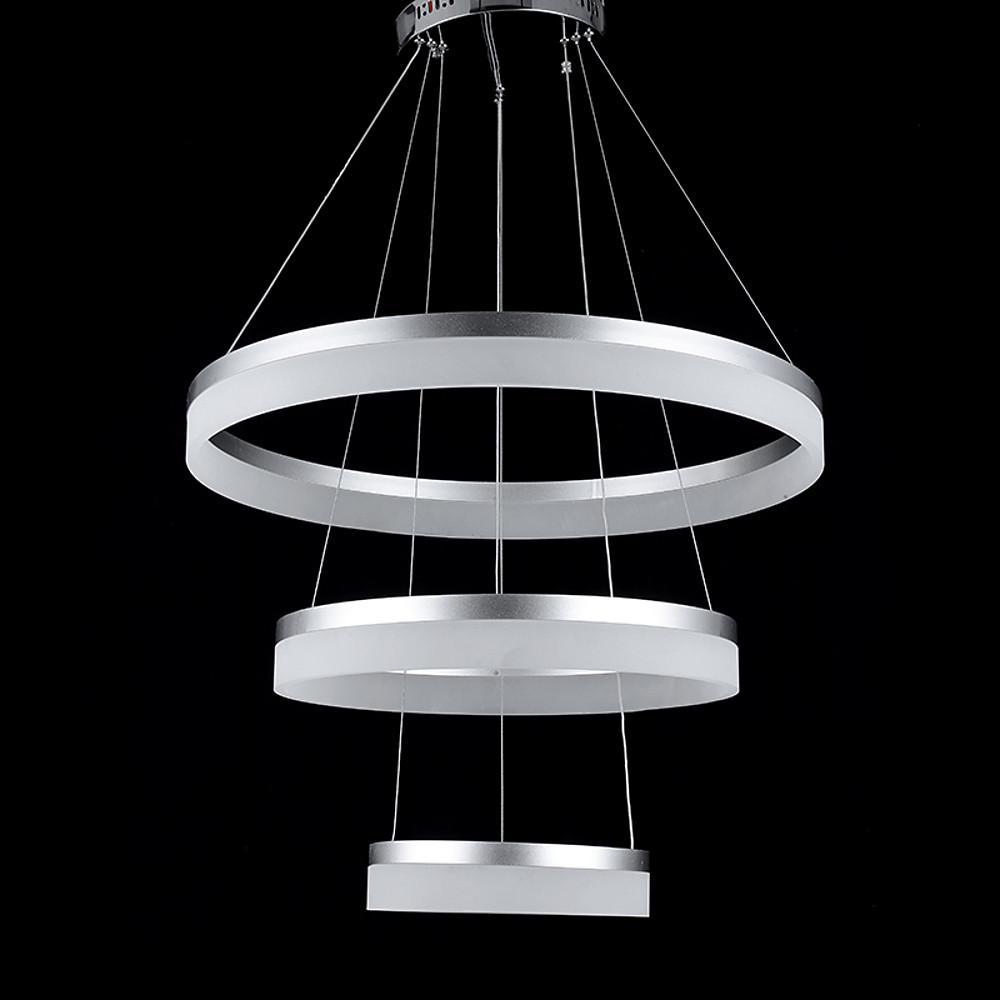 24'' Adjustable Three-Ring Vintage Metal Acrylic LED Chandelier Pendant Light