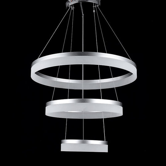 24'' Adjustable Three-Ring Vintage Metal Acrylic LED Chandelier Pendant Light