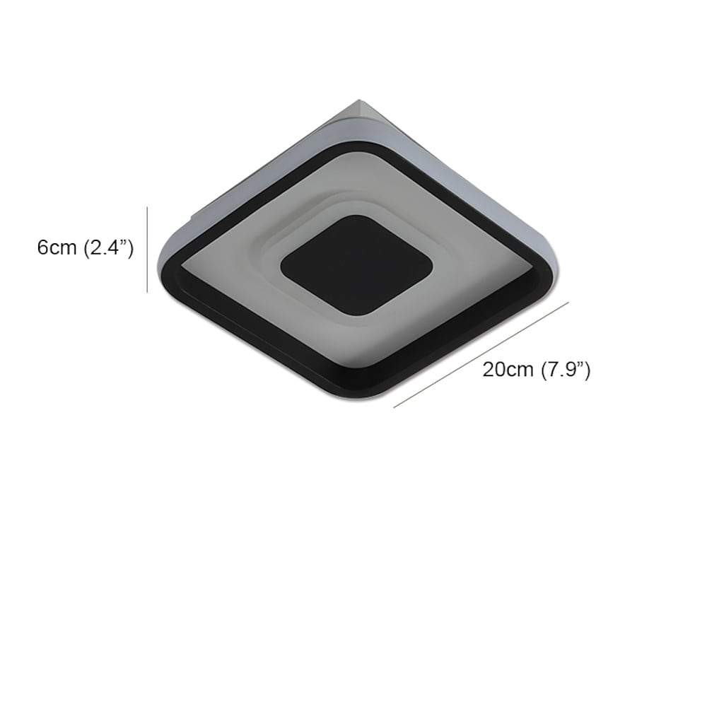Dual Square LED Black Modern Flush Mount Ceiling Light