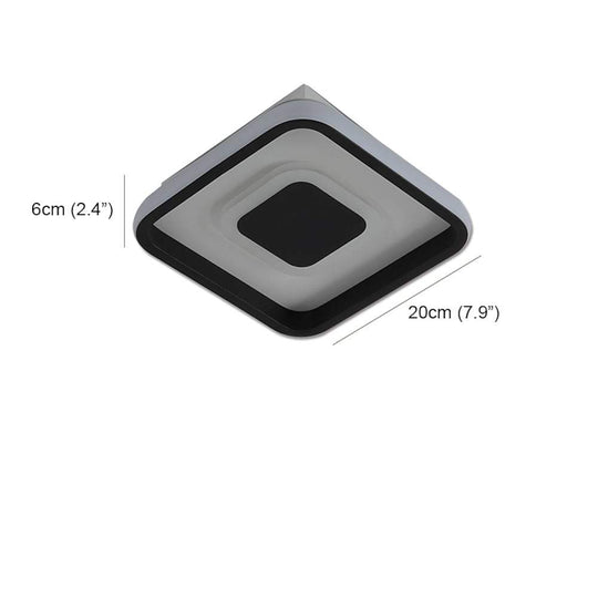 Dual Square LED Black Modern Flush Mount Ceiling Light