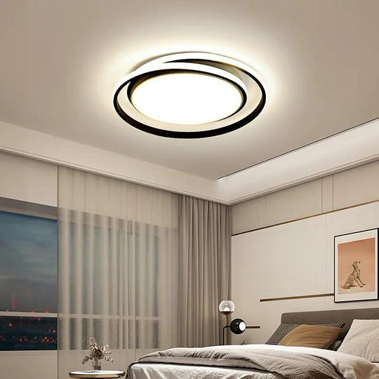 Creative Circular LED Modern Black Gold Flush Mount Ceiling Light