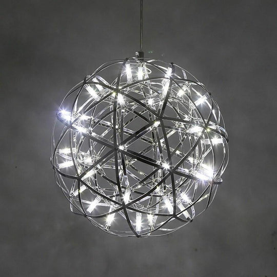 12" Stainless Steel LED Endless Woven Sphere Pendant – Modern Ceiling Light