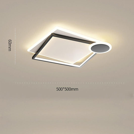 Squares & Circle Offset LED Flush Mount Ceiling Light – Modern Bedroom Fixture