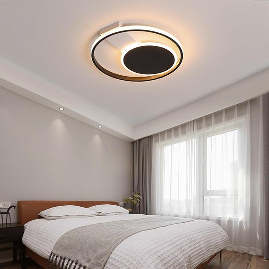 Dual Circle LED Flush Mount Ceiling Light – Modern Bedroom Fixture