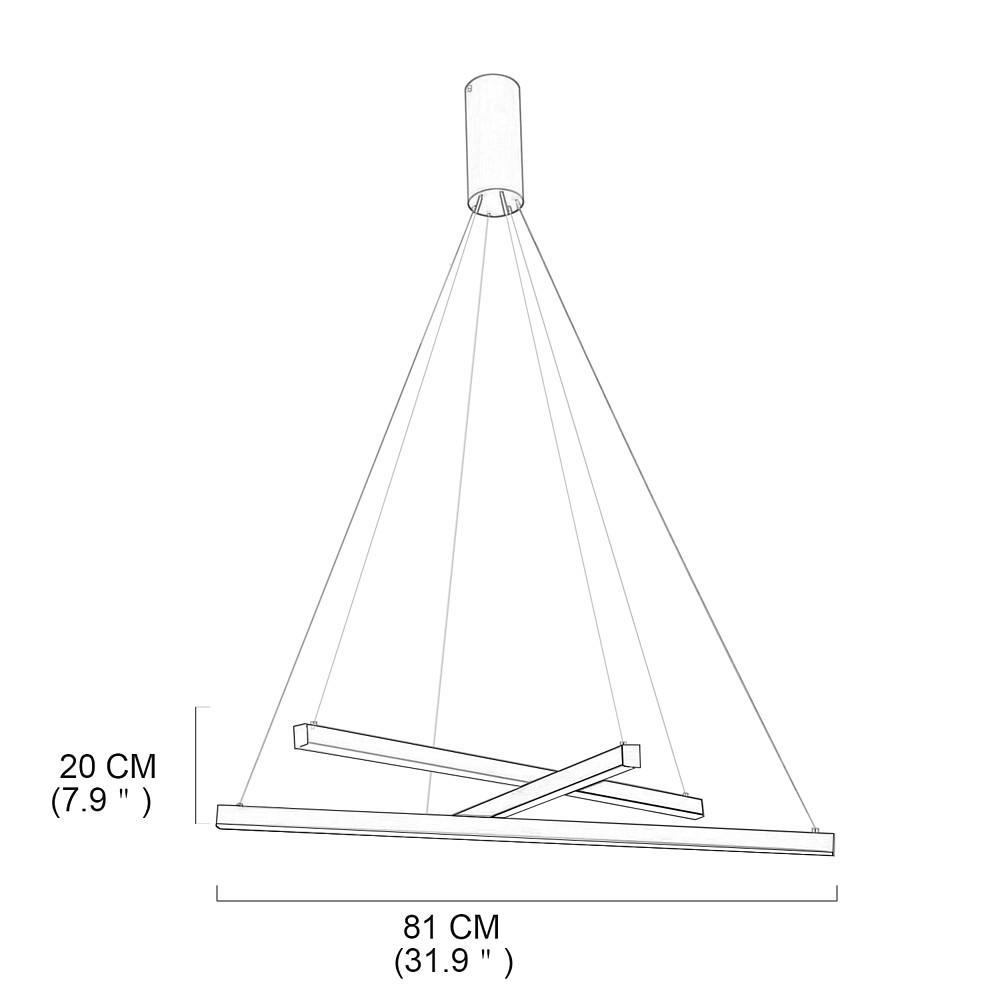 Modern 3-Light Gold Linear LED Chandelier – Aluminum Ceiling Pendant