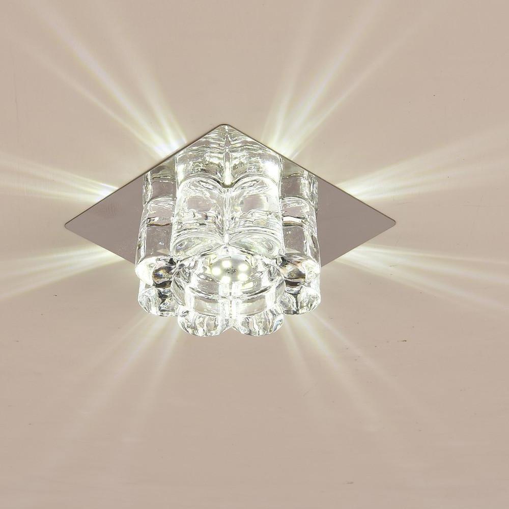 Flower Shaped Electroplated Metal Crystal LED Modern Ceiling Light