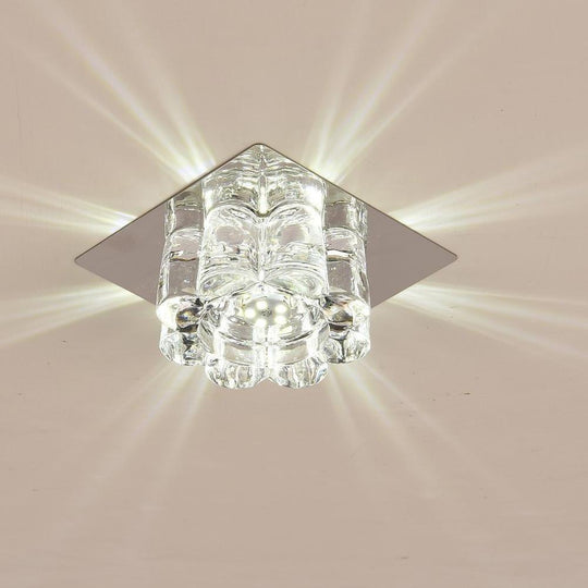 Flower Shaped Electroplated Metal Crystal LED Modern Ceiling Light