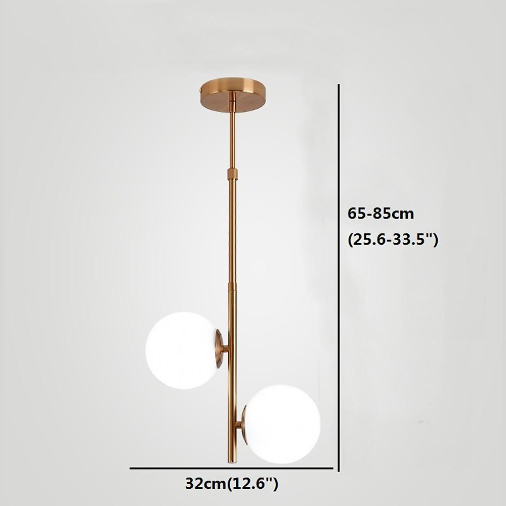 2 Lights Ball Shaped Electroplated Glass Metal LED Modern Pendant Light