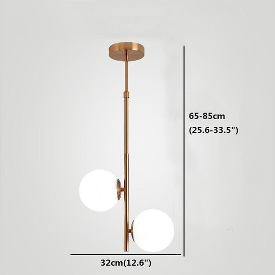 2 Lights Ball Shaped Electroplated Glass Metal LED Modern Pendant Light