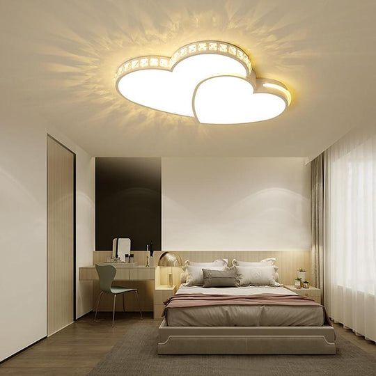 Two Heart Shaped Flush Mount Ceiling Light Dimmable LED Lamp