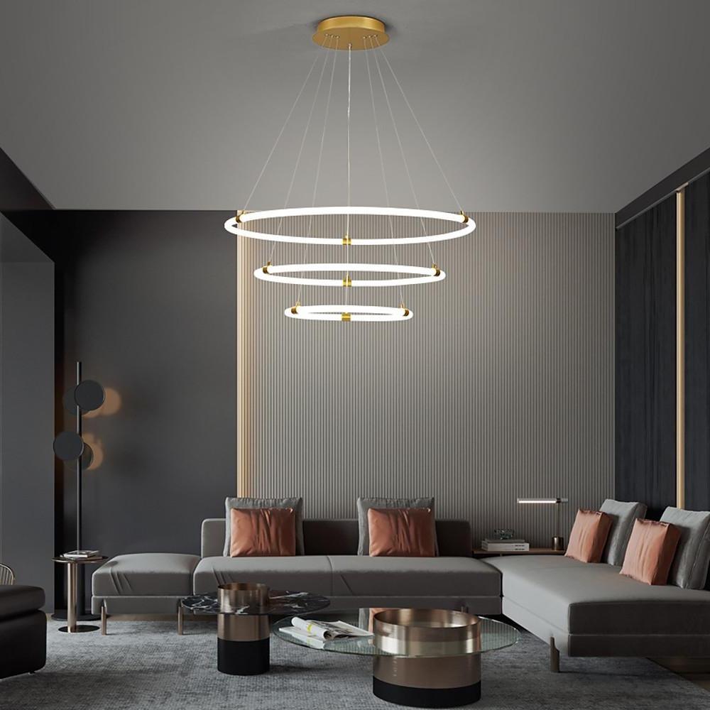 Surround Circle LED Chandelier – 2/3-Light with 4000 K Acrylic Glow