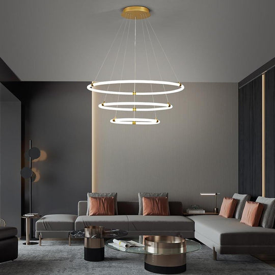 Surround Circle LED Chandelier – 2/3-Light with 4000 K Acrylic Glow