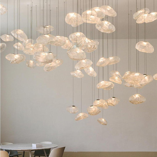 Industrial Metal Glass Bubble Irregular Oval Staircase Chandeliers