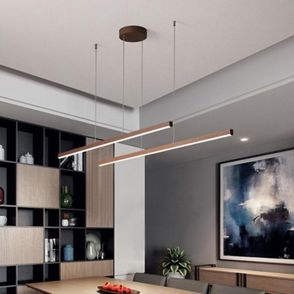 Modern Farmhouse Linear Metal LED Chandelier for Dining Room and Living Room