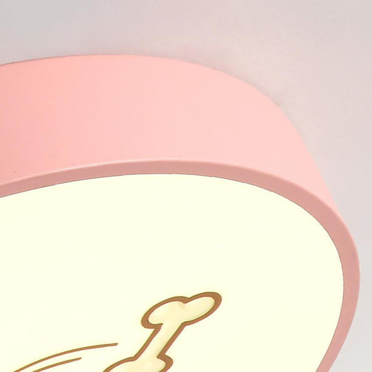 Circular Dog Image Flush Mount Drum LED Ceiling Light