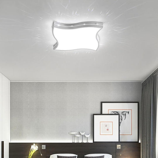 Waved Square Modern Crystal LED Flush Mount Ceiling Light