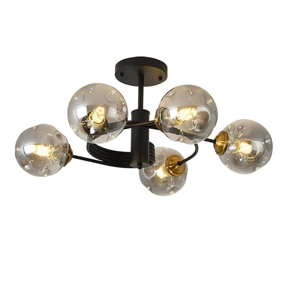 Swirling Nordic Globe Bubble Metal & Glass 5-Light Chandelier