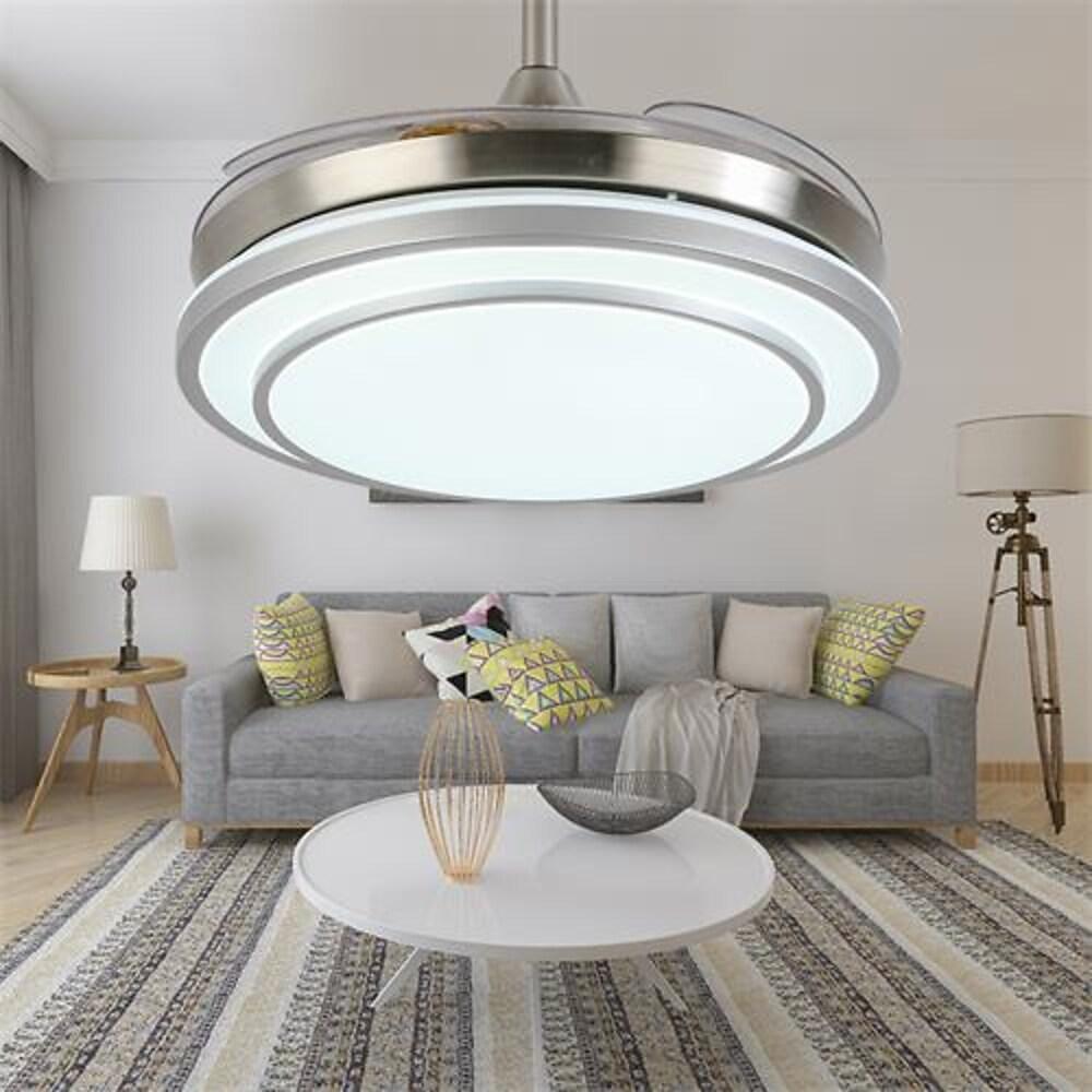 Gold Finish 4 Blade Retractable Ceiling Fan with LED Light